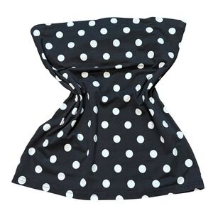 Y2K No Boundaries Black White Polka Dot Tube Top Strapless Size L